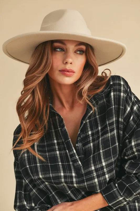 Aemi + Co Side Slit High-Low Plaid Long Sleeve Polo Shirt Trendsi 9079c394-3ce9-41b8-ab26-b7af32e10ed1-Max
