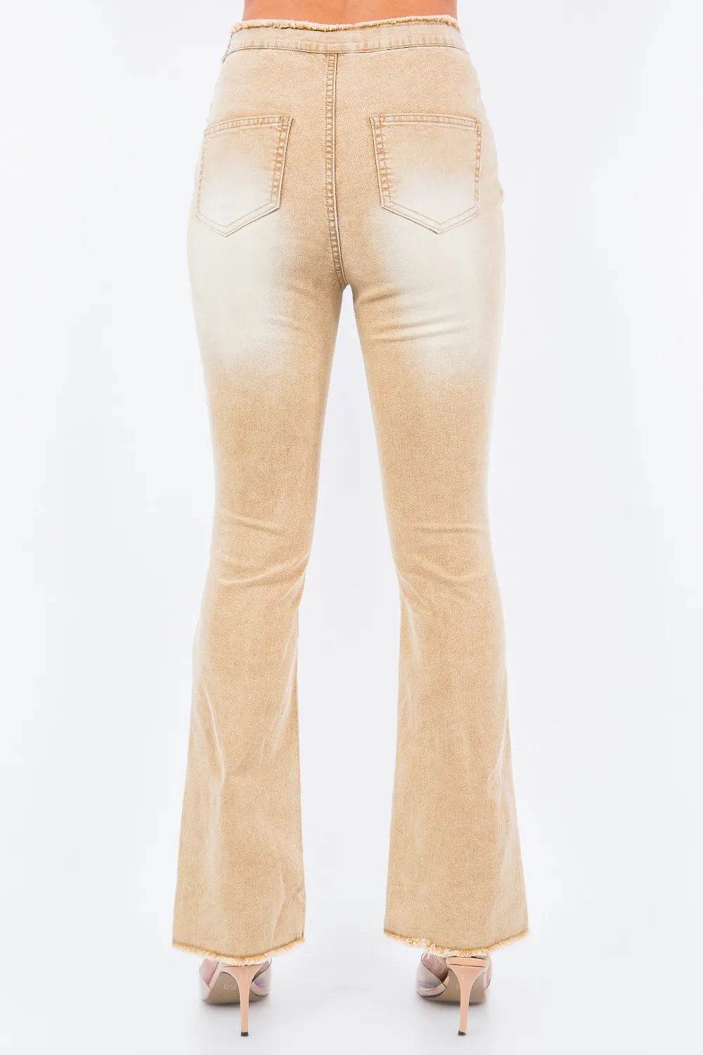 American Bazi V-Cut Ruched Flare Pants Trendsi 908204b5-78b8-457f-b543-c2680474b204-Max