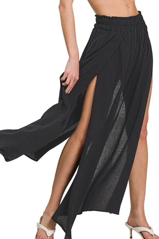 Zenana Woven Crinkle Gauze Long Skirts BLACK Trendsi 90aafb30-4253-4da4-be85-7407ee341204-Max-Origin
