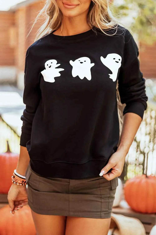 Ghost Round Neck Long Sleeve Sweatshirt Black Trendsi 90d2c42c-c283-4b74-b92d-545ea6579835-Max
