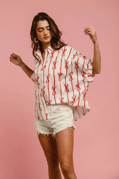 BiBi Bow Ribbon Woven Printed Button Down Shirt Trendsi 90f678df104d48b3b930f5b18a9be3fd-Max-Origin
