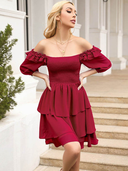Smocked Square Neck Layered Dress Trendsi 910a2e2aa5ee44abac3411812011dd5b-Max