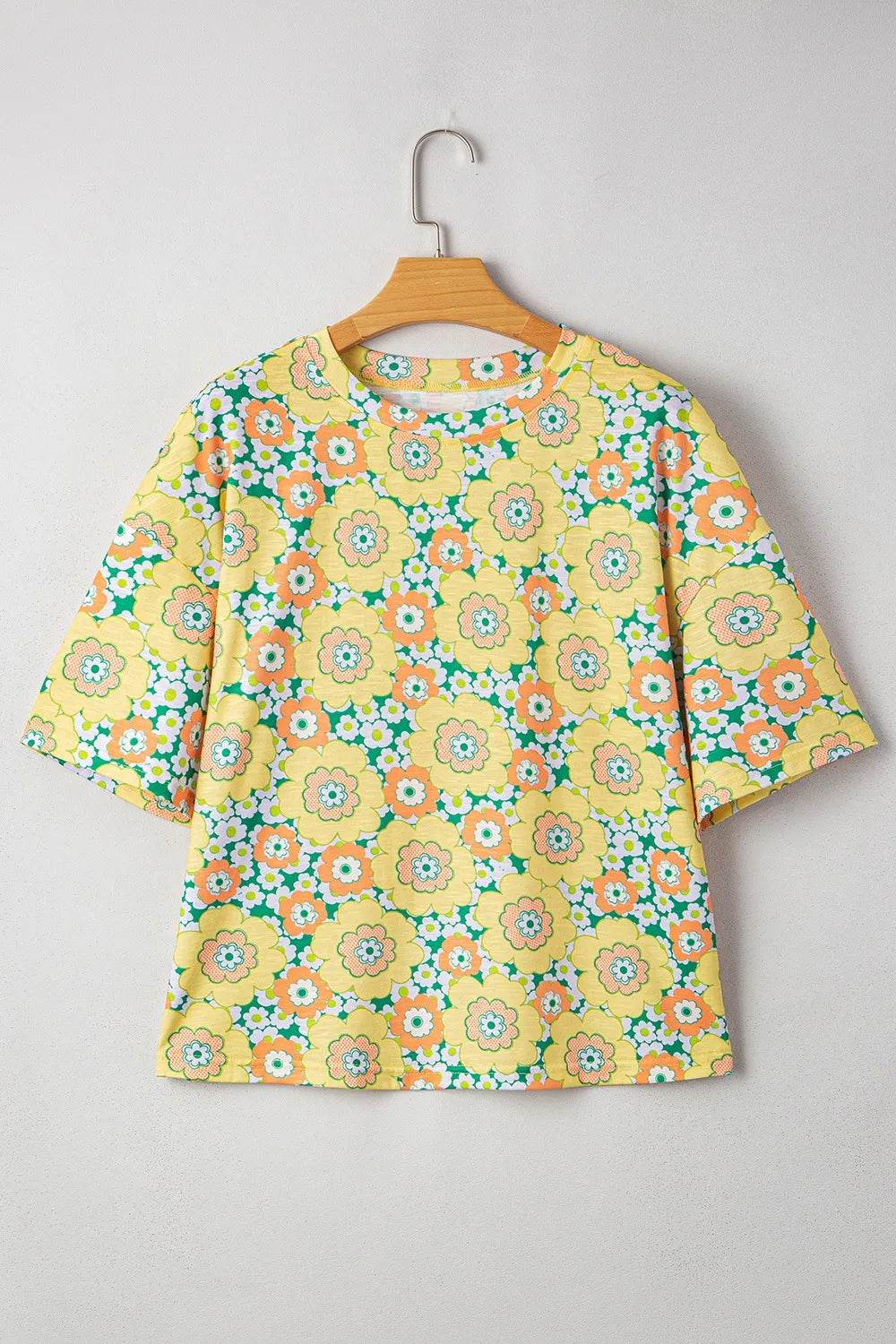 Floral Print Round Neck Oversized T-Shirt Trendsi 910a591a-f248-453f-9d25-8885c1887e58-Max-Origin