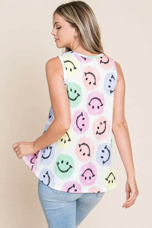 BOMBOM Smiley Face Round Neck Tank Trendsi 919d1089-59a3-4396-a512-5797fbdcde46-Max