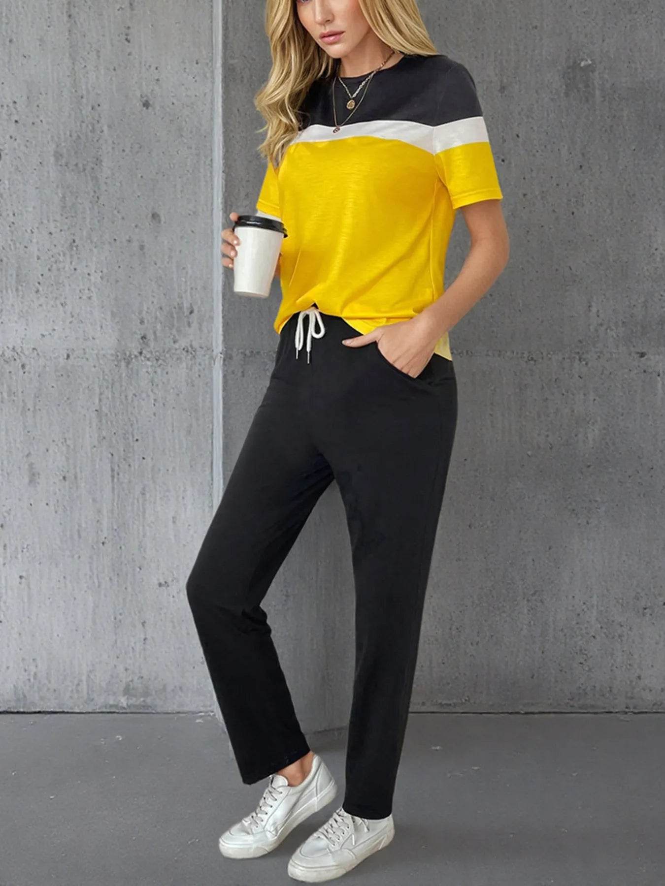 Casual Color Block Top and Pants Set Trendsi 91f1b1e9018a40508c0de1bb482aa05f-Max-Origin