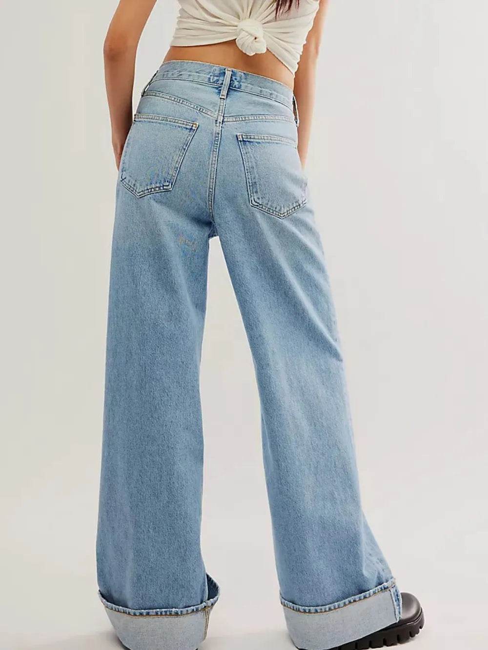 Cuffed Jeans with Pockets Trendsi 91f31eb8-1f41-47d3-bc82-e03630688d46-Max