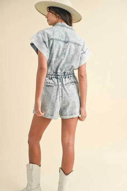 Annie Wear Elastic Waistband Short Sleeve Denim Romper Trendsi 920817cf-b891-46ce-b303-c3eabd39fe9f-Max