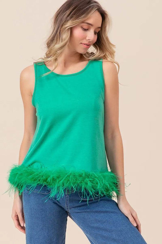 BiBi French Terry Faux Feather Bottom Back Tied Top JADE Trendsi 921a0e54152a4c3dbee3980154013b7d-Max-Origin