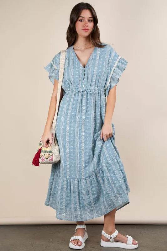 VERY J Embroidered Boho Ruffled Midi Dress Blue Trendsi 924ec404364c4bad92b056bb6498b989-Max-Origin