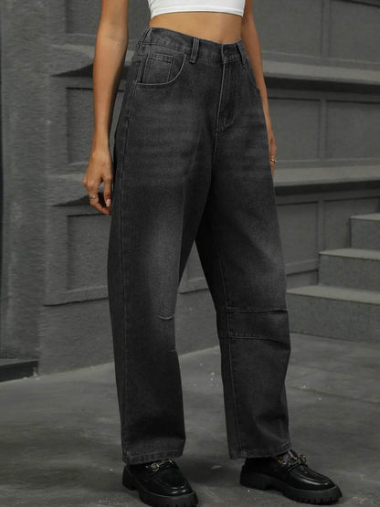 Half Elastic Waist Straight Leg Jeans Trendsi 928541ae-5bf0-46c2-a3f7-1b6128705a5d-Max
