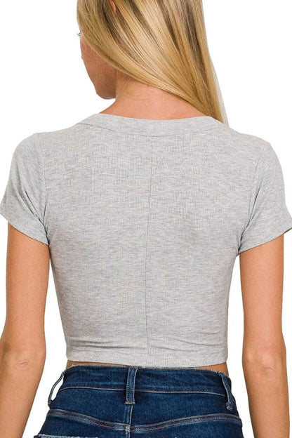 Zenana Ribbed Scoop Neck Crop Short Sleeve Top Trendsi 92b63bbe-db99-45c8-9742-334903ebc083-Max-Origin