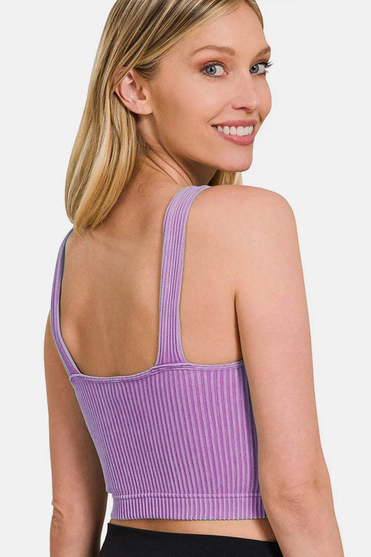 Zenana Washed Ribbed Cropped Bra Padded Tank Trendsi 92da0940-70b9-4668-9f53-f8b1dfd28c24-Max
