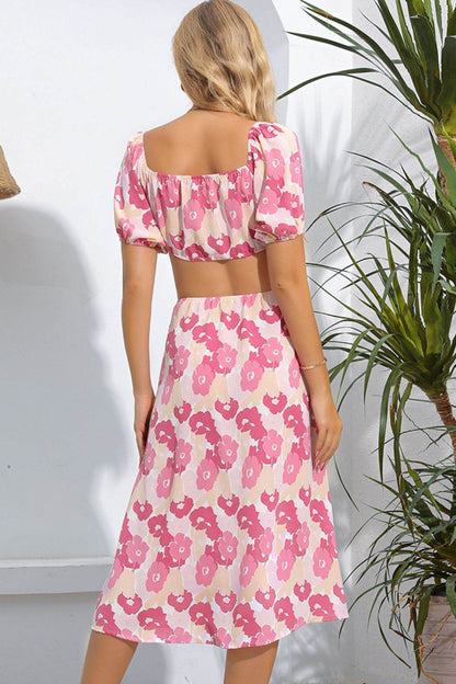 Floral Cutout Square Neck Puff Sleeve Dress Trendsi 9317c897cfb448878d349351680d01b5-Max