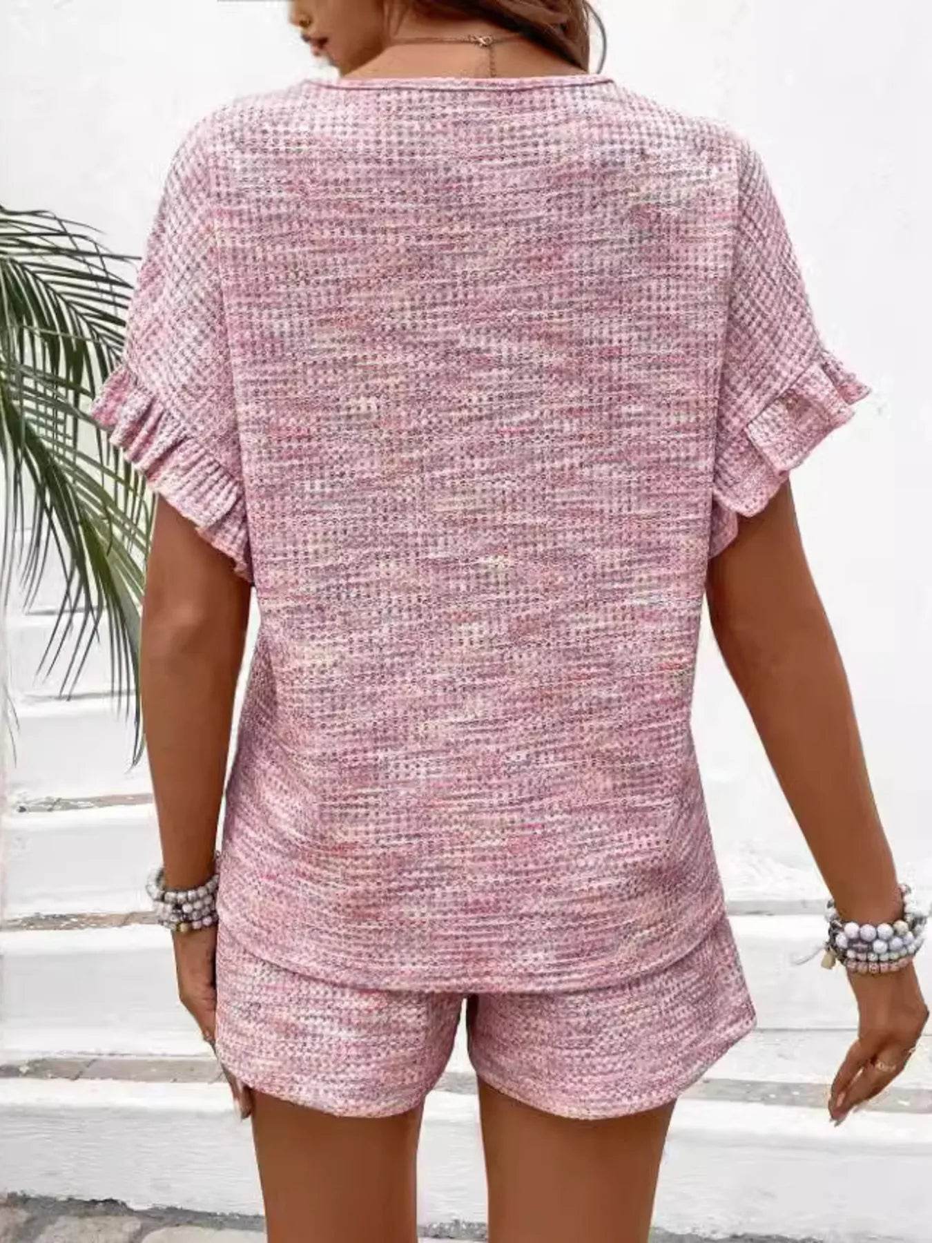 Heathered Round Neck Top and Shorts Set Trendsi 93215921d8074df29dc5fc6f378d2d6e-Max-Origin