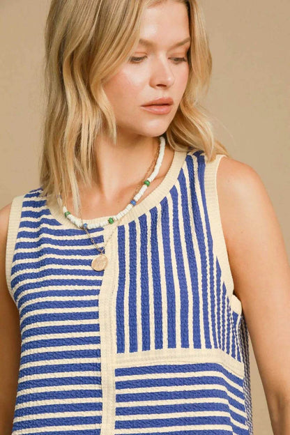 Umgee Round Neck Texture Striped Tank Trendsi 9323e667-a0ee-4160-9909-add07fa9d504-Max