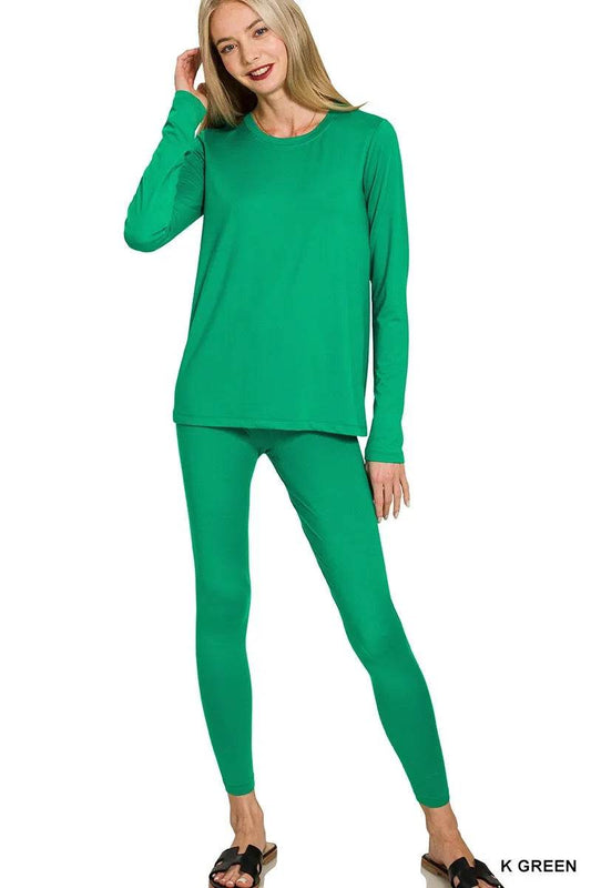 Zenana Microfiber Round Neck Top and Leggings Set K GREEN Trendsi 9366a1a6f70a45008af84d38da748ecf-Max-Origin