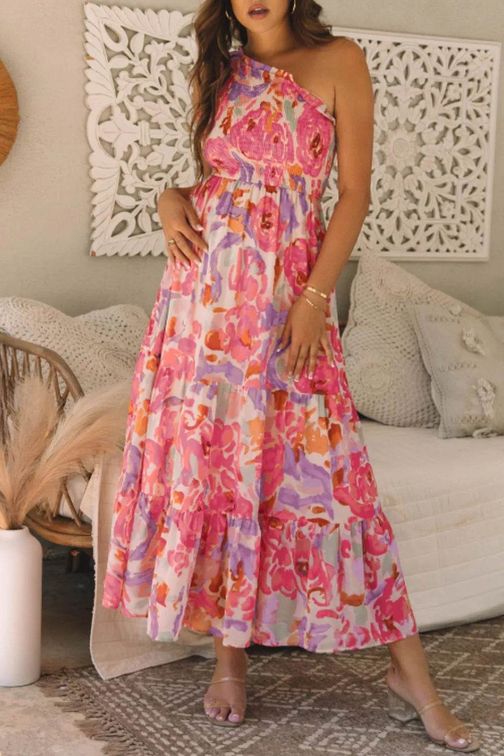Floral Print Shirred One Shoulder Maxi Dress Trendsi 93767b72-f57b-49c3-b7f7-fb00e5b7f542-Max-Origin