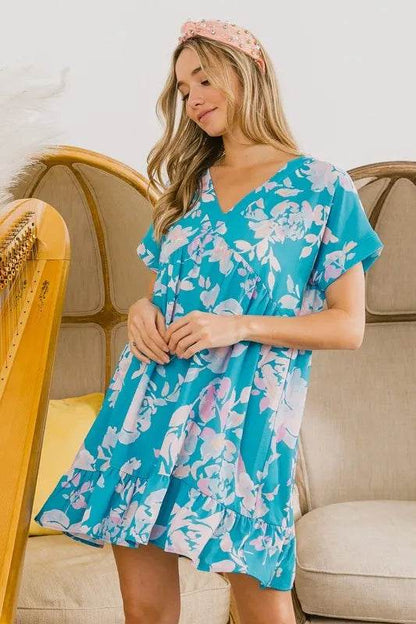 BiBi Floral Crinkle Shirred Ruffle Detail V Neck Dress Trendsi 9383045e4dd44c6e81241236e61d03f2-Max-Origin
