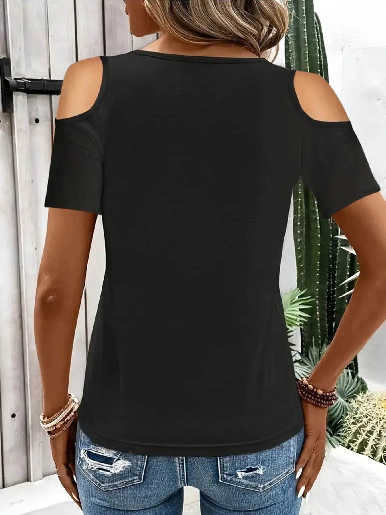 Cold Shoulder T-Shirt with Metal Ring Detail Trendsi 93a4431f24f34701ae2837197d2202c2-Max-Origin