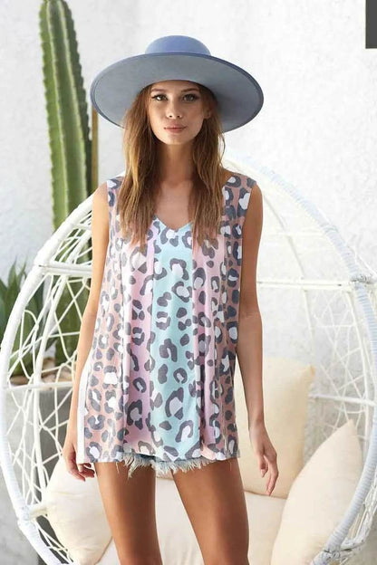 BiBi Leopard Printed Jersey Knit Color Block Sleeveless Trendsi 93adf547636341268fa6083be0ca988a-Max-Origin