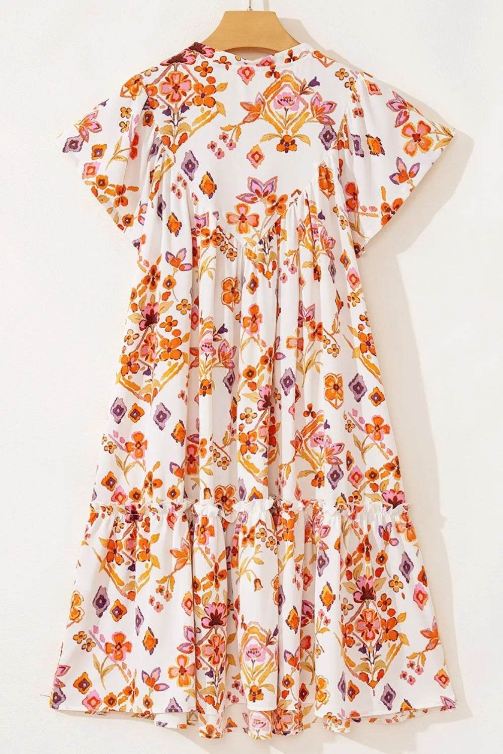 Printed Tie Neck Cap Sleeve Mini Dress Trendsi 93ae6836-9551-47ea-91f6-d9a3b8cae439-Max-Origin