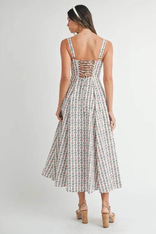 MABLE Floral Print Bustier Back Lace Up Midi Dress Trendsi 93cdf5bd452640498689a88d427800dd-Max-Origin