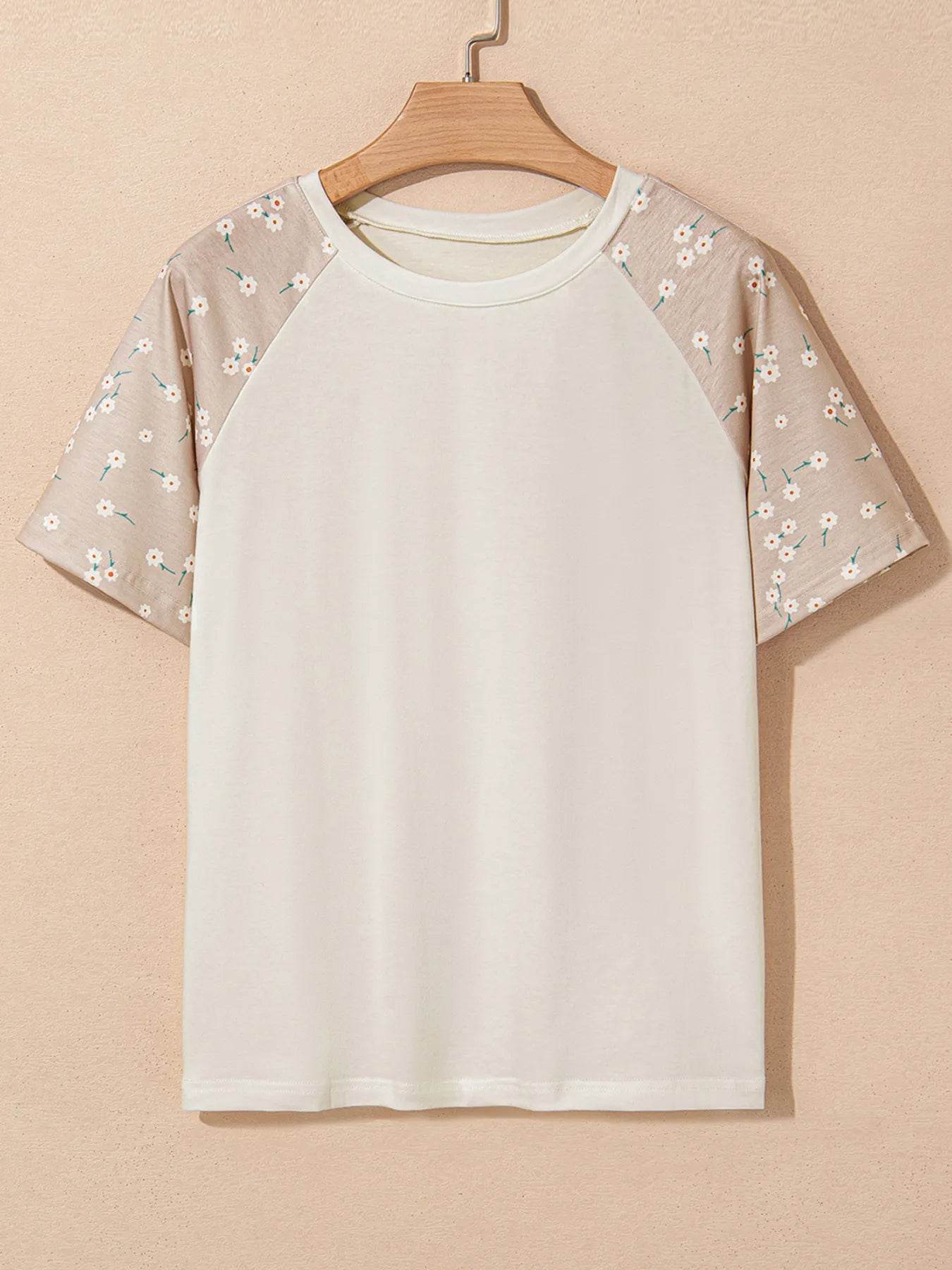 Floral Print Color Block Raglan Sleeve T Shirt Trendsi 93e7c84a347c493f91a8a95a291a51fc-Max-Origin