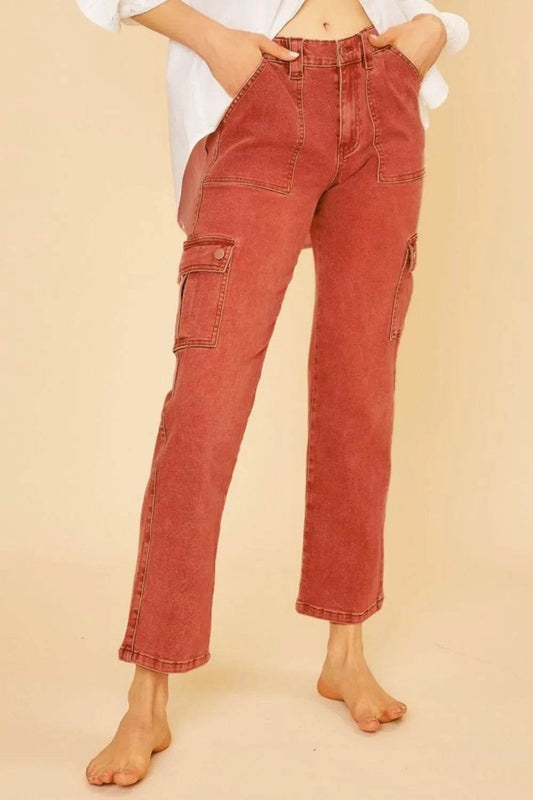 Annie Wear Straight Leg Jeans with Cargo Pockets Orange-Red Trendsi 940d268a-1518-4c47-9e5d-cf632bf20d26-Max