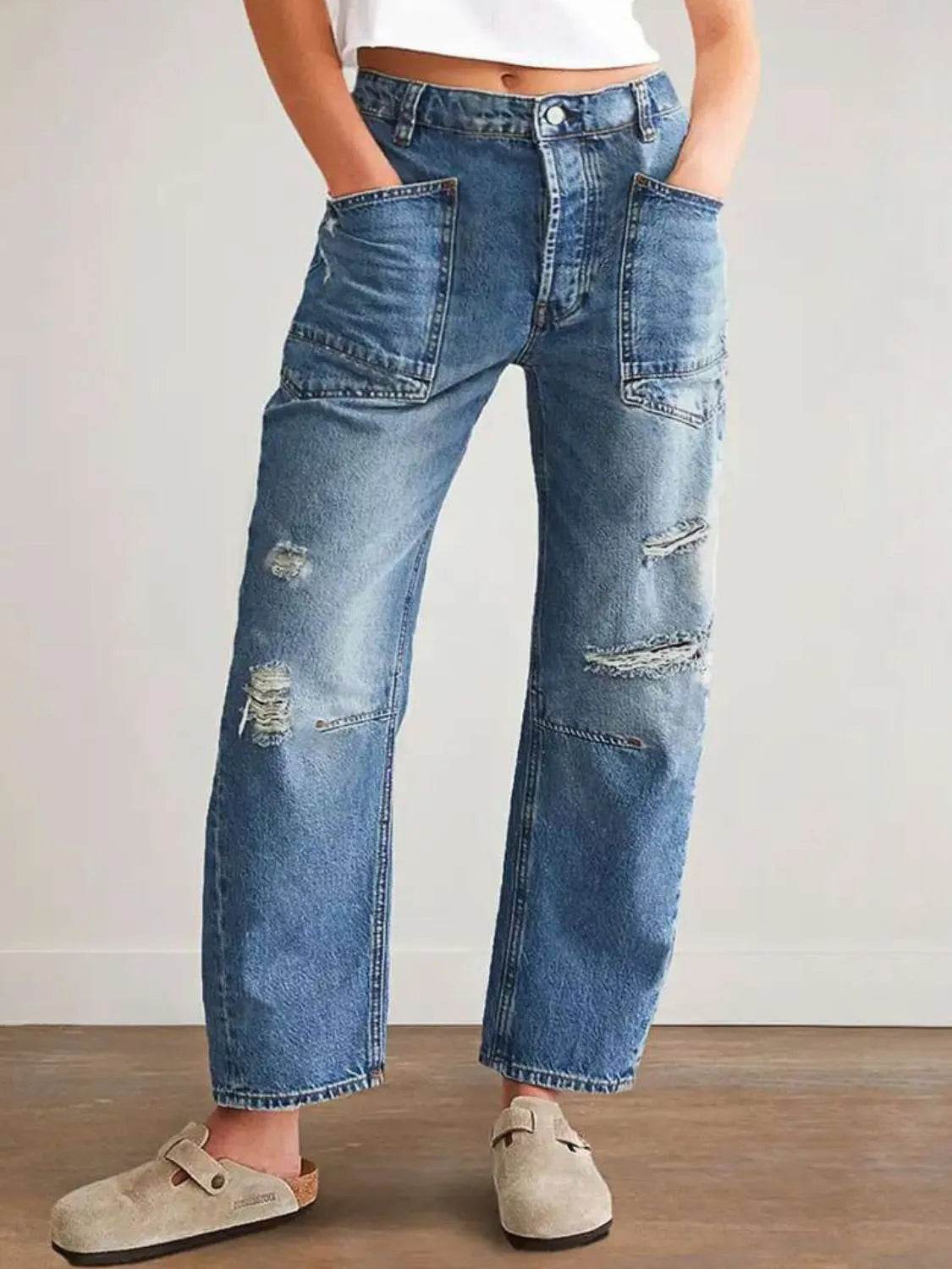 Distressed Jeans with Pockets Light Trendsi 943579fd-b89e-4615-9133-a1baa208356a-Max-Origin