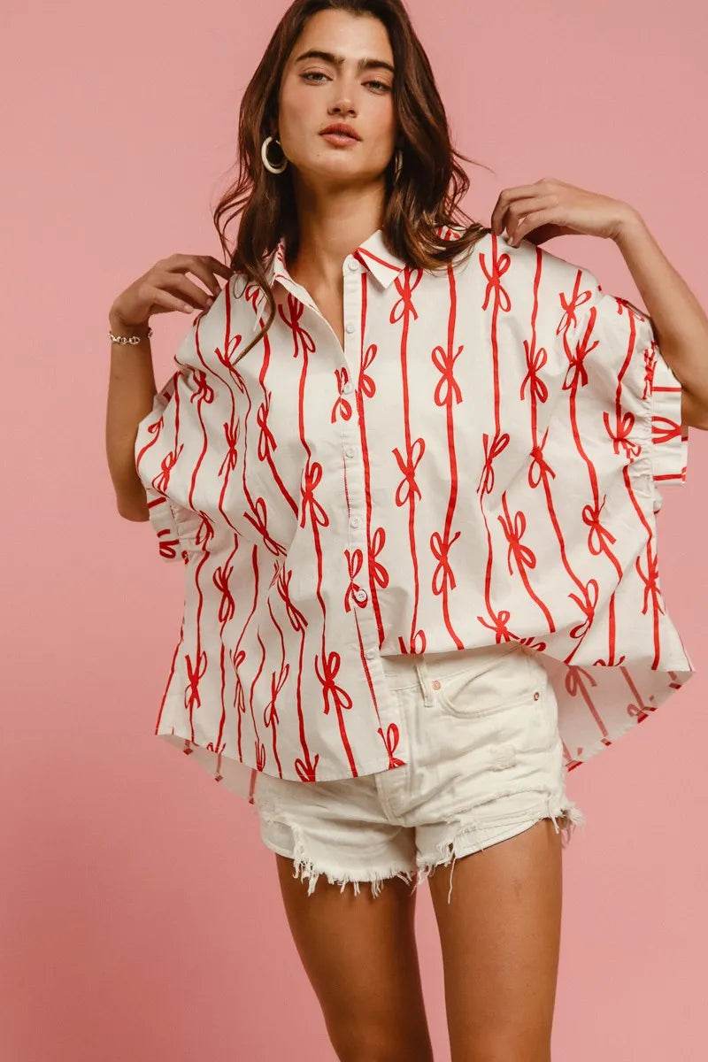 BiBi Bow Ribbon Woven Printed Button Down Shirt Trendsi 9440d5f50523443f8ae0c0116028e25f-Max-Origin