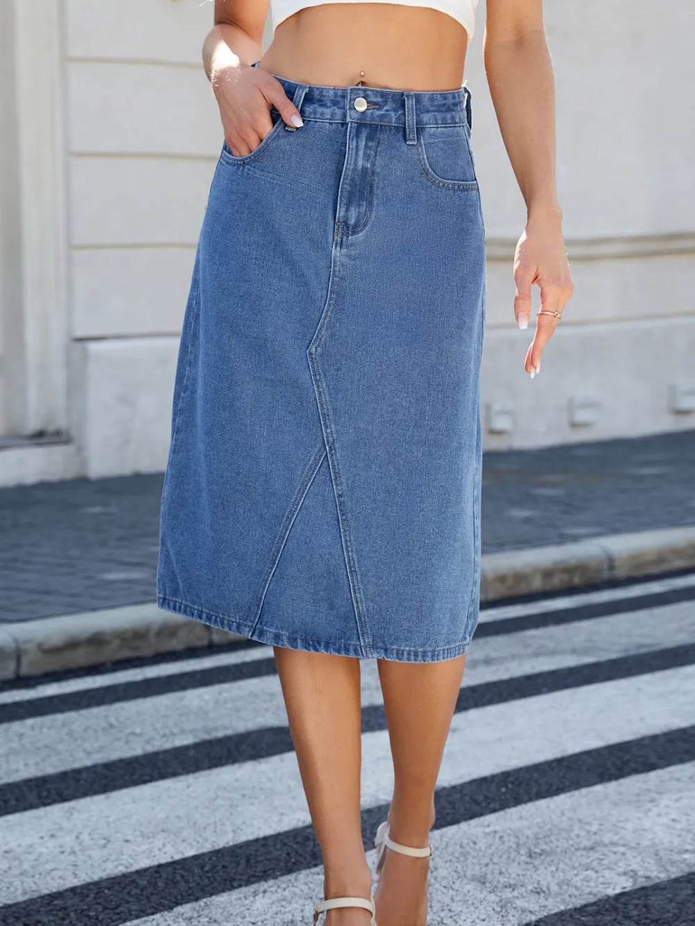 Slit Back Midi Denim Skirt Trendsi 9440ff00-9592-4c4f-8da3-4506cf25dba1-Max