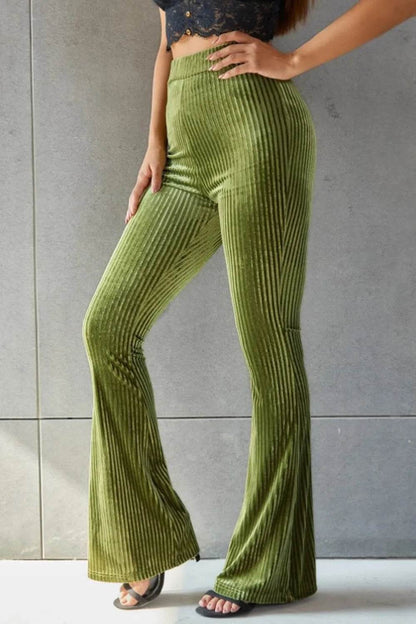 Ribbed High Waist Flare Pants Matcha Green Trendsi 944ff749-80cf-498c-8a36-c9cd6bb5c395-Max