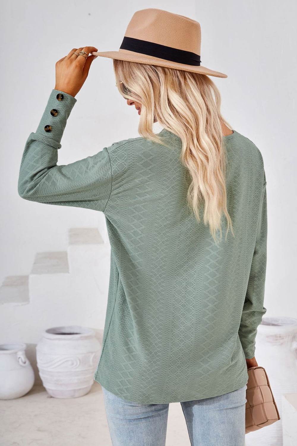 V-Neck Long Sleeve Blouse Trendsi 9459590dffac4a0abab0f6d479d7974c-Max