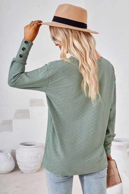 V-Neck Long Sleeve Blouse Trendsi 9459590dffac4a0abab0f6d479d7974c-Max