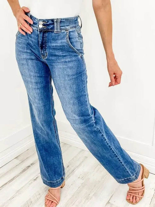 Washed Straight Leg Jeans Medium Trendsi 9459add0-86e5-49d0-9bf9-8bea9c59cc03-Max
