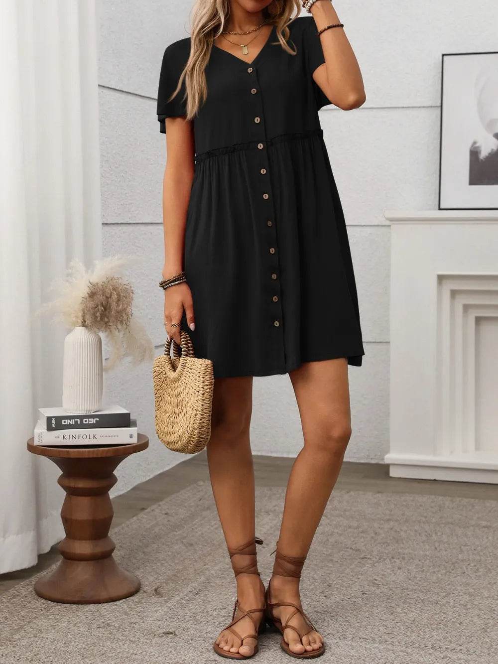 Button Front Flutter Sleeve Dress Trendsi 9478f48e-eb73-44ec-8387-3cbed61e078b-Max