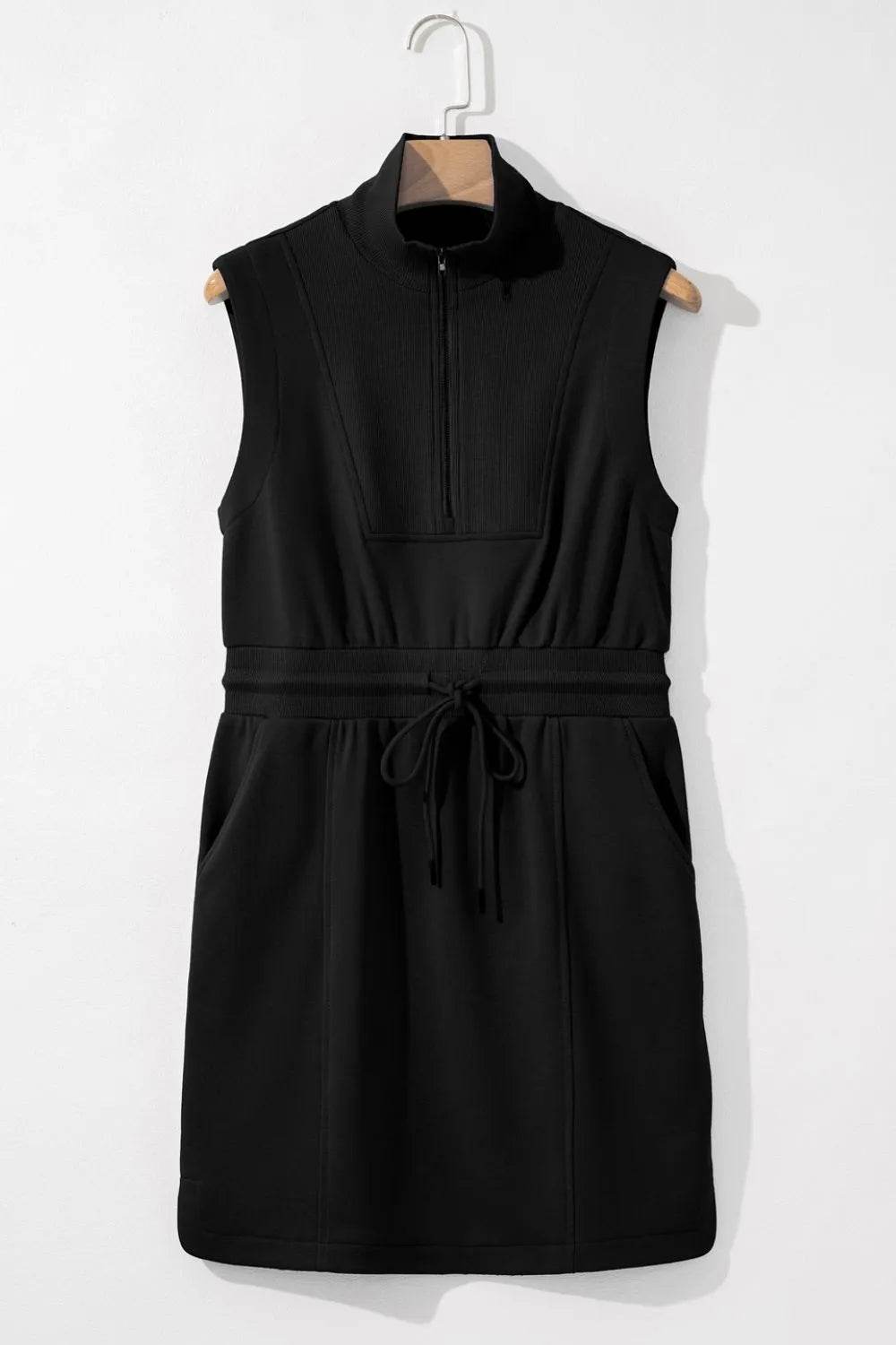 French Terry Zipped Collar Sleeveless Drawstring Waist Mini Dress Trendsi 94819154-380d-4c01-b652-73f9ba5f7ea5-Max-Origin