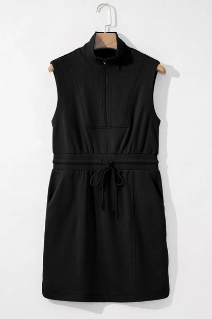 French Terry Zipped Collar Sleeveless Drawstring Waist Mini Dress Trendsi 94819154-380d-4c01-b652-73f9ba5f7ea5-Max-Origin