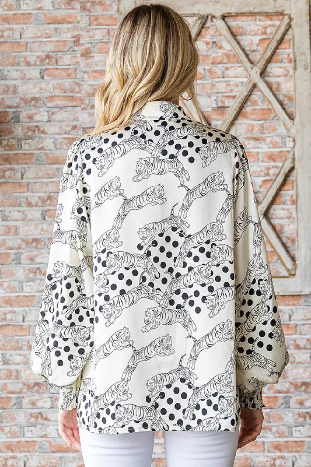 First Love Tiger Print Collared Neck Long Sleeve Satin Shirt Trendsi 94824166-409a-49ed-a877-a5159c91351f-Max