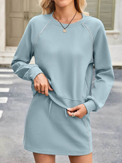 Round Neck Raglan Sleeve Top and Skort Set Trendsi 94ccc7e38ee742ad80c96cdd39672bb1-Max-Origin