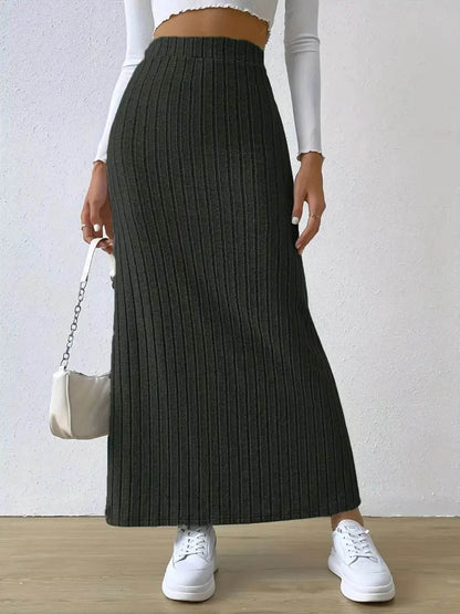 High Waist Ribbed Knit Maxi Skirt Trendsi 95035f99-4ba4-4fcd-9667-862f6701472f-Max-Origin
