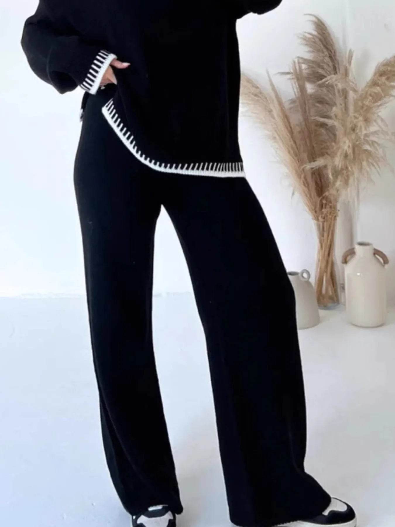 Contrast Trim Round Neck Top and Pants Sweater Set Trendsi 9515d697-66c9-4abd-8a79-fadf048739dd-Max-Origin