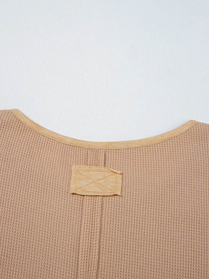 Waffle Textured Tunic Henley Top with Slits Trendsi 954a65e58f424104b8256267ff06cf44-Max-Origin