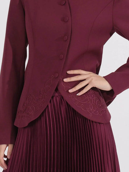 Button Up Long Sleeve Top and Pleated Skirt Set Trendsi 955761f1-3b7b-489f-b9ef-bc2d84b4099f-Max-Origin