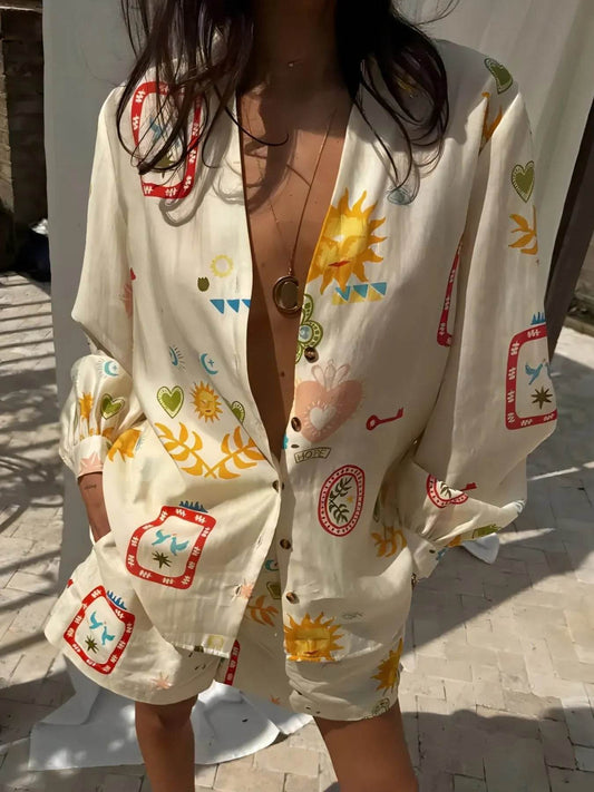 Printed Long Sleeve Shirt and Shorts Set Beige Trendsi 9579f376-c6b0-4293-a79a-2f1a4b17ced7-Max-Origin