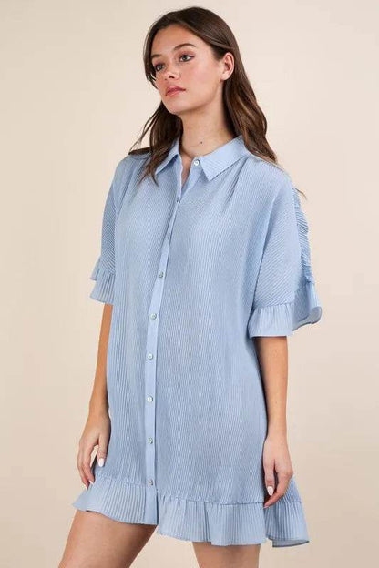 VERY J Pleated Detail Button Down Mini Dress Trendsi 957f9ee67fa040039a8e643542f82883-Max-Origin