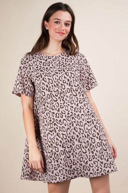 VERY J Leopard Printed Comfy Mini Dress Blush Trendsi 95a36881f76340b8937a43458bc55df8-Max-Origin