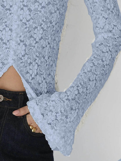 Lace V-Neck Flare Sleeve T-Shirt Trendsi 95c0b7cb-0660-42b0-97cb-4e941cdb375c-Max-Origin