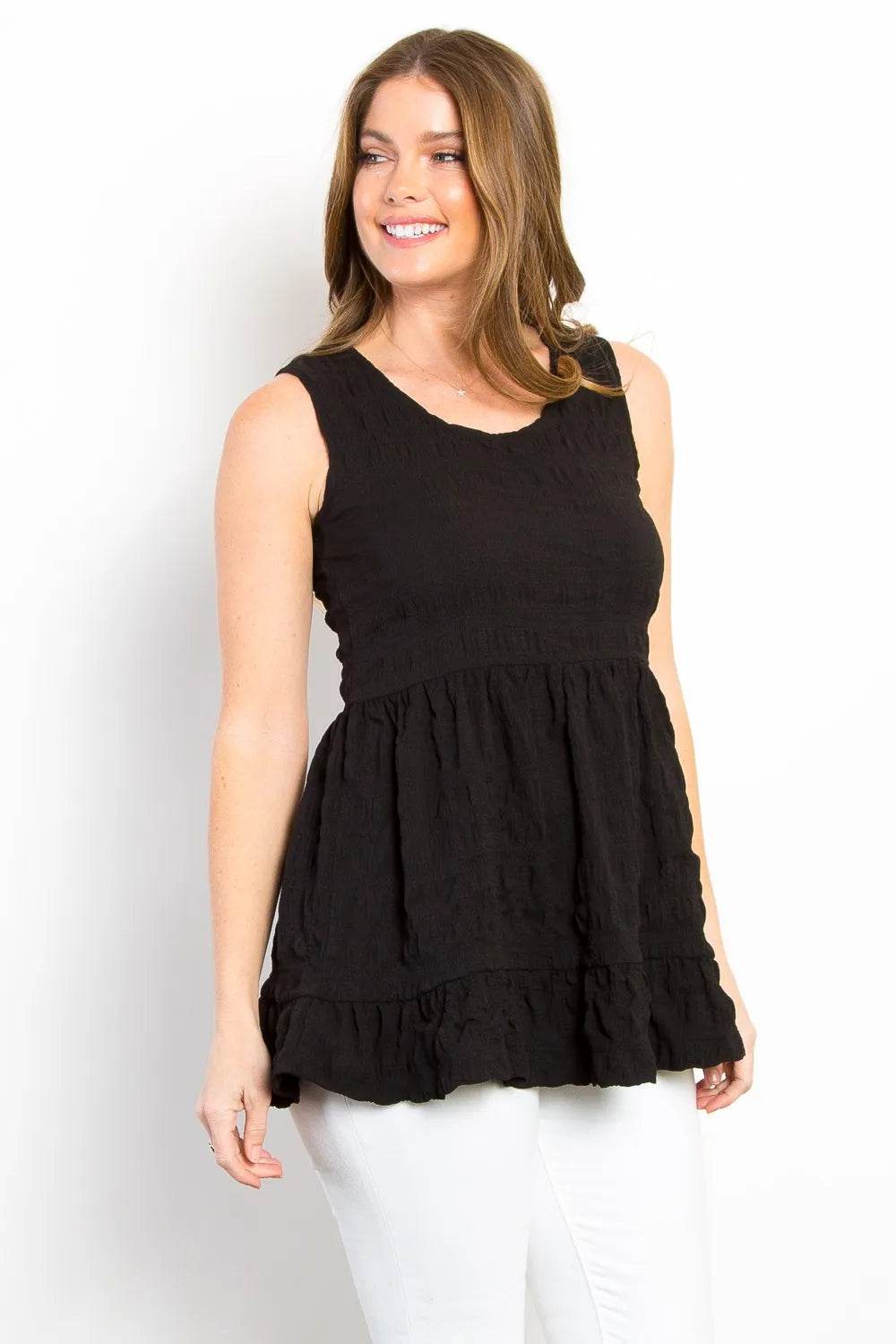 Be Stage Ruffled Sleeveless Babydoll Top Trendsi 95e47acb-3962-4afd-9204-8e32483fa87e-Max