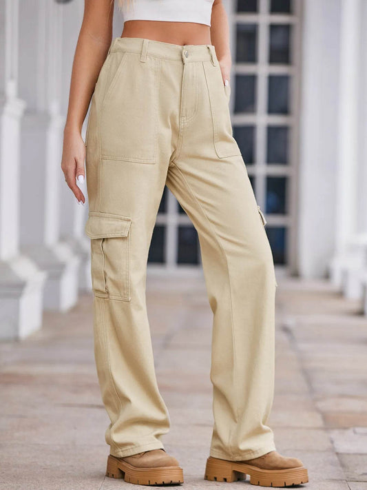 High-Waisted Cargo Jeans Light Khaki Trendsi 960d747d99e348c2abe267d0406ca4b4-Max-Origin